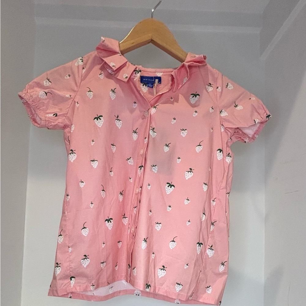 NWT Maisonette Maison Me Pink Strawberry Kids Shirt